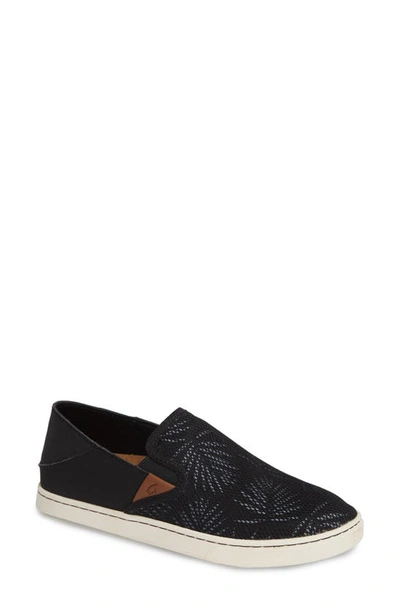 Olukai 'pehuea' Slip-on Sneaker In Black/ Palm Fabric