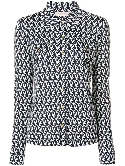 Tory Burch Blue Striped Shirt In Navy