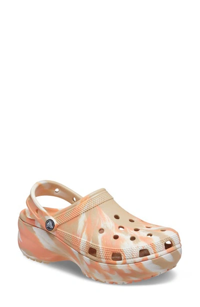 Crocs ™ Classic Marble Platform Clog In Chai/ Multi