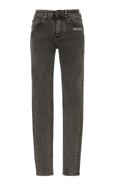 Off-white Stretch Mid-rise Skinny-leg Jeans In Grey