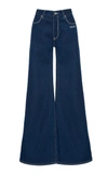 Off-white Mid-rise Flared Wide-leg Jeans In Dark Wash