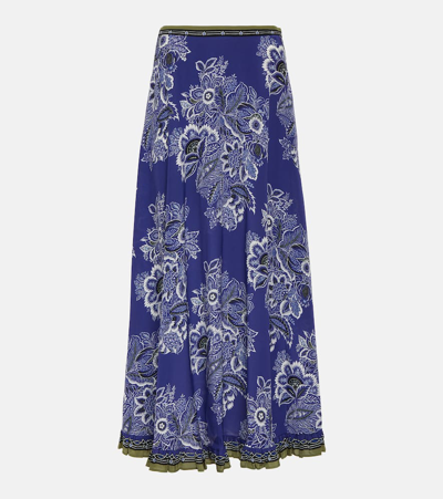 Etro Bandana-print Maxi Silk Skirt In Purple