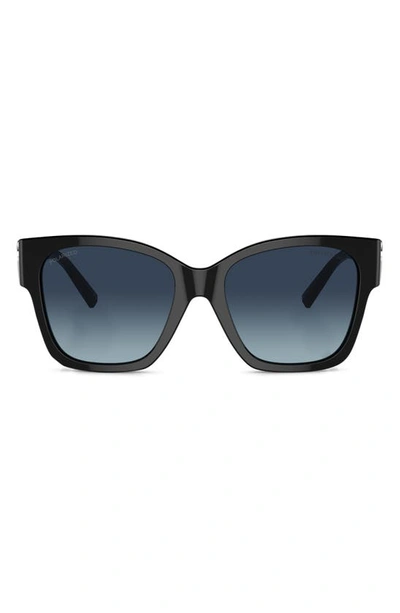 Tiffany & Co 54mm Gradient Polarized Square Sunglasses In Black