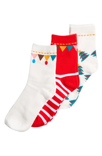 Stems Festive 3-pack Crew Socks Gift Set In Red Multi