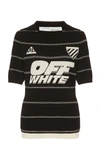 Off-white Striped Knit Polo T-shirt In Black