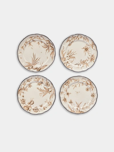 Laboratorio Paravicini Rocaille Ceramic Dessert Plates (set Of 4) In Neutral