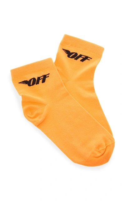 Off-white Fluo Off Wings Short Socks In Orange
