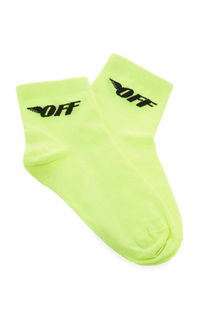 Off-white Fluo Off Wings Short Socks In Yellow