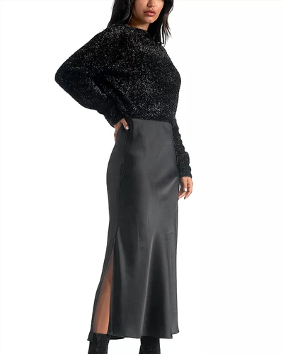 Elan Metallic Sweater And Dress Set In Black