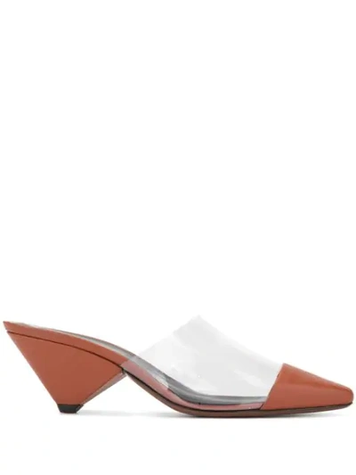 Neous Eriopsis Leather And Pvc Mules In Brown