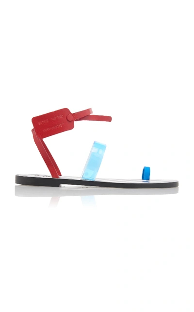 Off-white Capri Colour-blocked Leather And Pvc Sandals In Blue