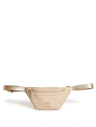 Guess Factory Faux-leather Logo Fanny Pack In Beige