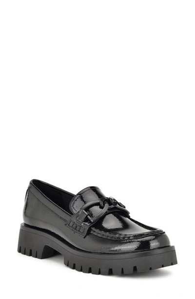 Nine West Gables Lug Loafer In Black Patent