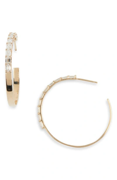 Lana Emerald Cut Diamond Hoop Earrings In Yellow Gold