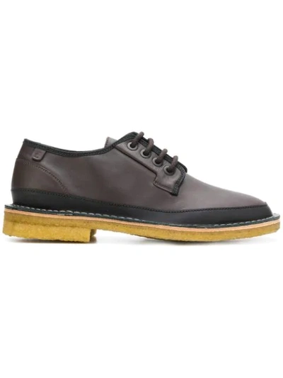 Lanvin Round-toe Matte-leather Derby Shoes In Brown