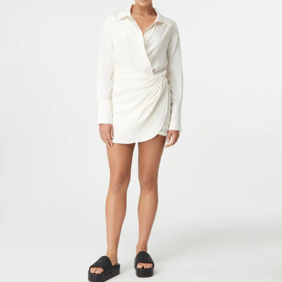 Gauge81 Puno Linen-blend Mini Wrap Dress In White