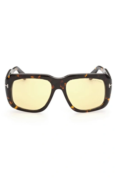 Tom Ford 57mm Square Sunglasses In Coloured Havana / Brown