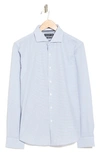 Denim And Flower Micro Square Non-iron Stretch Button-up Shirt In White/ Navy Square