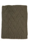 Northpoint Herringbone Knit Throw In Olive