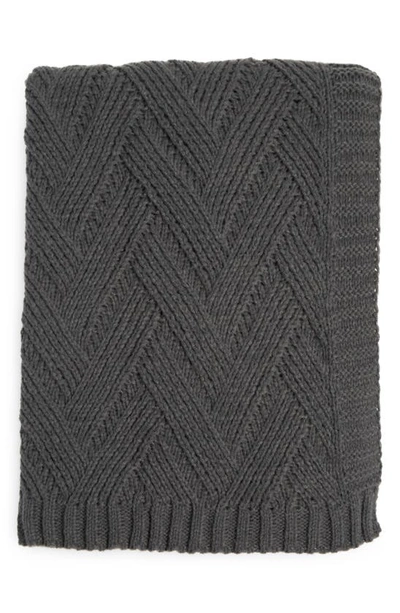 Northpoint Herringbone Knit Throw In Charcoal