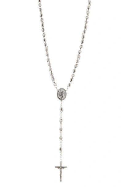 American Exchange Single Rosary Necklace In Silver