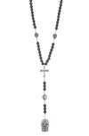 American Exchange Single Rosary Necklace In Black / Silver