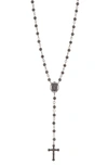 American Exchange Single Rosary Necklace In Shinny Gunmetal