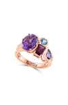 Effy Amethyst London Blue Topaz & Diamond Ring In Rose Gold/ Multi