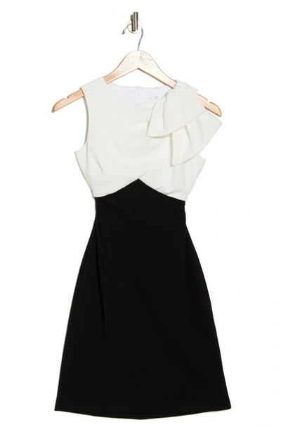 London Times Two Tone Bow Sleeveless Dress In Black/ White