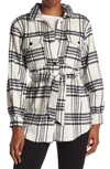 Laundry By Shelli Segal Tie Shacket In Black/ivory Plaid