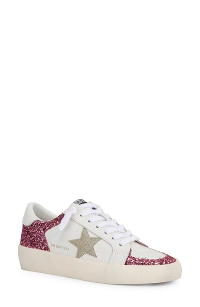 Vintage Havana Reflex Glitter Sneaker In White/ Pink Glitter