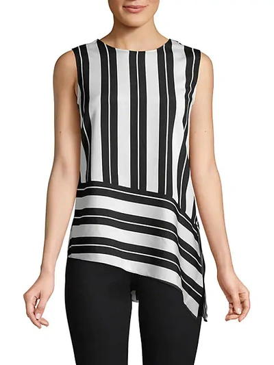 Calvin Klein Sleeveless Striped Top In Black White