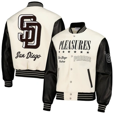 Pleasures White San Diego Padres Full-snap Varsity Jacket