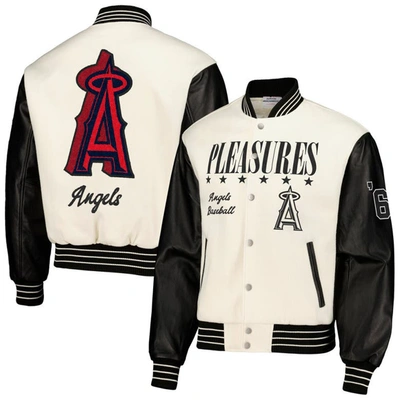 Pleasures White Los Angeles Angels Full-snap Varsity Jacket