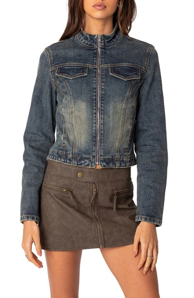 Edikted Scorpio Washed Denim Jacket In Blue