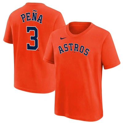 Nike Kids' Big Boys  Jeremy Pena Orange Houston Astros Player Name And Number T-shirt