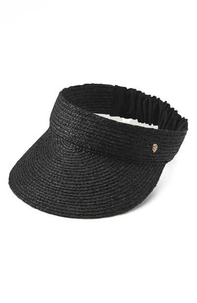 Helen Kaminski Medea Raffia Sun Visor In Charcoal/ Black