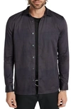 John Varvatos Ross Slim Fit Geo Print Cotton Button-up Shirt In Nightshade