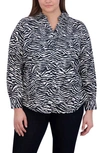 Foxcroft Mary Zebra Print Cotton Button-up Shirt In Black/ White