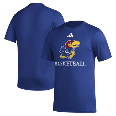 Adidas Originals Adidas  Royal Kansas Jayhawks Fadeaway Basketball Pregame Aeroready T-shirt