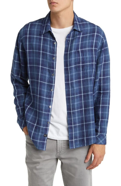 Rails Havana Plaid Linen Button-up Shirt In Faded Indigo Moon