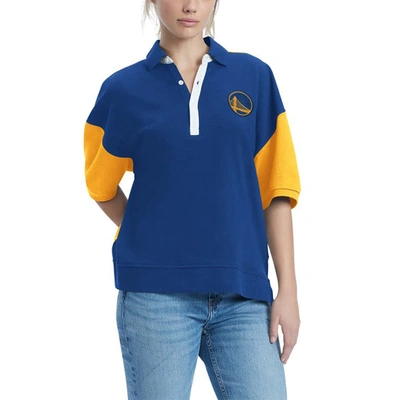 Tommy Jeans Royal Golden State Warriors Taya Puff Sleeve Pique Polo Shirt