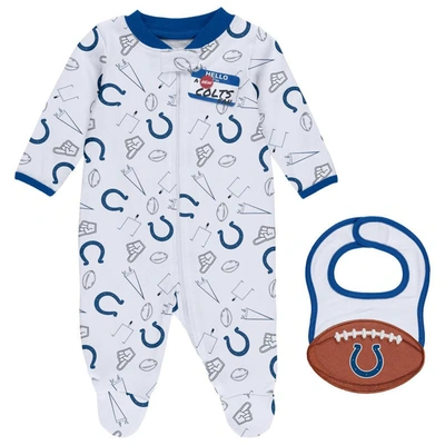 Wear By Erin Andrews Babies' Newborn & Infant  White Indianapolis Colts Sleep & Play Full-zip Sleeper & Bib S
