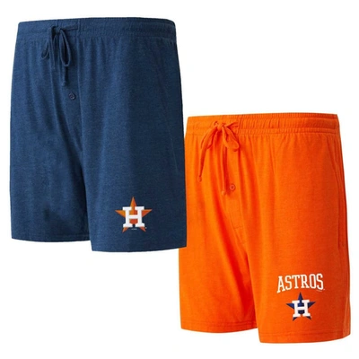 Concepts Sport Men's  Navy, Orange Houston Astros Two-pack Meter Sleep Shorts In Navy,orange