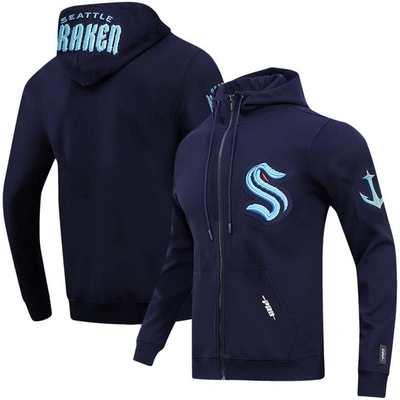 Pro Standard Navy Seattle Kraken Classic Chenille Full-zip Hoodie Jacket