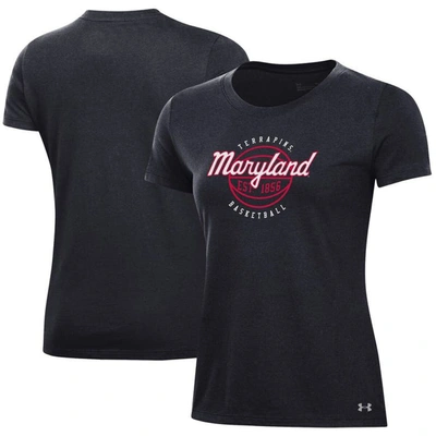 Under Armour Black Maryland Terrapins Throwback Basketball Performance Cotton T-shirt
