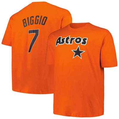 Profile Craig Biggio Orange Houston Astros Big & Tall Cooperstown Collection Player Name & Number T-