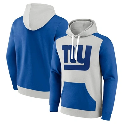 Fanatics Men's  Silver, Royal New York Giants Big And Tall Team Fleece Pullover Hoodie In Silver,royal