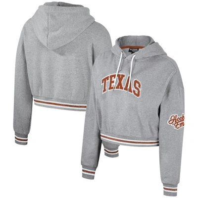 The Wild Collective Heather Gray Texas Longhorns Cropped Shimmer Pullover Hoodie
