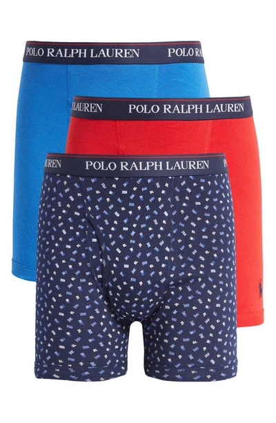 Polo Ralph Lauren Assorted 3-pack Classic Cotton Boxer Briefs In Flag Print/red